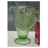Green Depression Glassware Pitcher.
