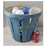 Basket of Blue, Yellow and White Light Bulbs.