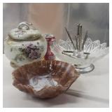 Nut Cracker Bowl, Hand painted Compote and
