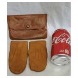 Vintage Leather H & K  Toddler Mitts and Carring