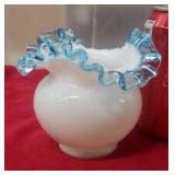 Fenton Aqua Crest Ruffled 4" Round Vase