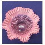Fenton Cranberry Hobnail Bowl Ruffle Edge 9".