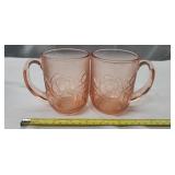 Set of 2 Vintage *** ROSE FLOWER *** Arcoroc Pink