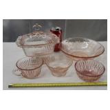 VINTAGE PINK DEPRESSION TRANSLUCENT CANDY DISH,