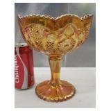 Imperial Glass Pedistal Bowl Orange Marigold Pink