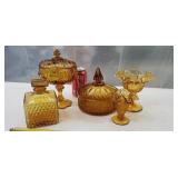 Indiana Vintage Glass Princess Amber Candy Jar