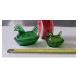 Lime Hen on Nest. X2