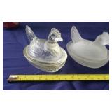 2 Mini Hen on Nest. Opaque and Clear