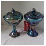 Pair of Harvest Grape Pedestal Candy Dish Compotes