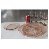 Pink Depression Glass Round Serving Cake Plate 13