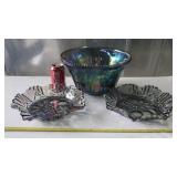 Indiana Harvest Grape Style Carnival Glass Punch