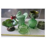 VTG Green Depression Vaseline Swirl Covered Candy