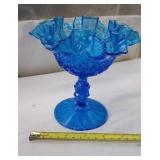 Vintage Fenton Fine Cut & Block Pedestal Candy