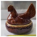 Hull Brown Drip Glaze Oven Proof Hen on Nest