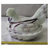 Westmoreland Slag Glass Hen on Nest