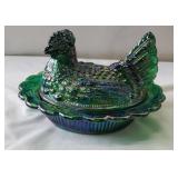 Hen on Nest. Green-Blue iridescent.