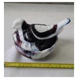 Purple Slag Milk Glass Bird On Nest Candy Dish