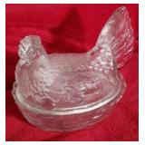 Clear Glass Hen on Nest