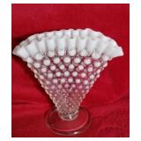 Fenton Glass French Opalescent Hobnail Fan Vase