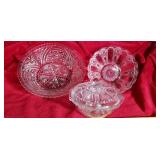 Clear Pressed Glass Sawtooth Rim 10-3/4" Serving