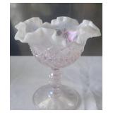 Fenton Pedestal Compote with Ruffled Edges