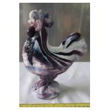 Slag Glass Rooster Lidded Candy Dish- Purple &