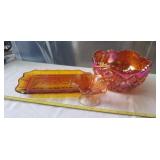 Marigold Carnival Glass Bowl, last Supper Plate