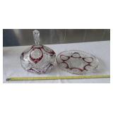 Crystal Clear Cut Glass and Ruby Red Trim Candy