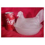 Hen on Nest.  Frosted