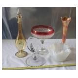 Kings Crown Candy Dish Ruby Red. Decanter and