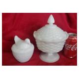 Avon Bird on Nest and Milk Glass Pedestal Candy