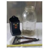 Tin Match Holder, 1/2 Gallon Ball Jar and