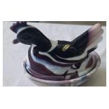 Duck on Nest.  Purple Slag Glass.