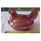 Hen on Nest.  Red Iridescent
