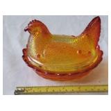 Hen on Nest.  Orange/Yellow