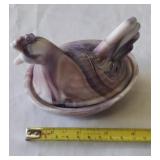 Hen on Nest.  Purple Slag Glass