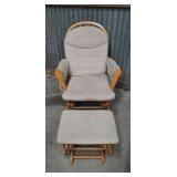 Glider Chair with Ottoman Beige Upholstery