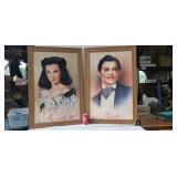 Framed Drawings of Scarlett and Rhett.  36.5x24.