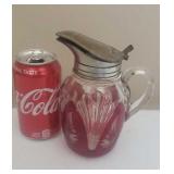 Etched Glass Maple Syrup Dispenser