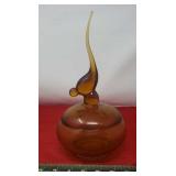Vintage Viking Glass Epic Long Tailed Bird Amber