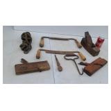Old molding wood plains draw knives Hey hook
