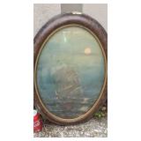 1800s oval pic of sail boat.
