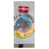 Old porcelain on steel round sign city of