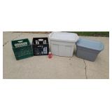 2 plastic milk crates 2 plastic totes