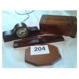 TELECHRON ELECTRIC CLOCK, WOODEN JEWELRY BOX, ETC