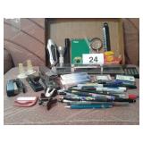 LOT OF OFFICE SUPPLIES - PAPER PUNCH, STAPLERS,