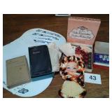 PLACEMATS, VTG ITEMS - COOK BOOK, 1947 BIBLE,