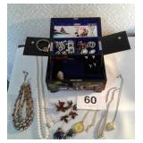 JEWELRY BOX W COSTUME JEWELRY