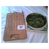 12 X 20 CARVING BOARD & INDIANA GLASS DISH W