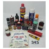 LOT OF OILS, GREASE, CLOTHS